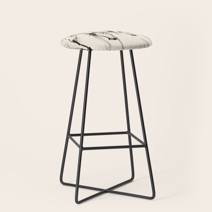 Two Horses - Minimal Line Drawing Stool Gallery Image 1