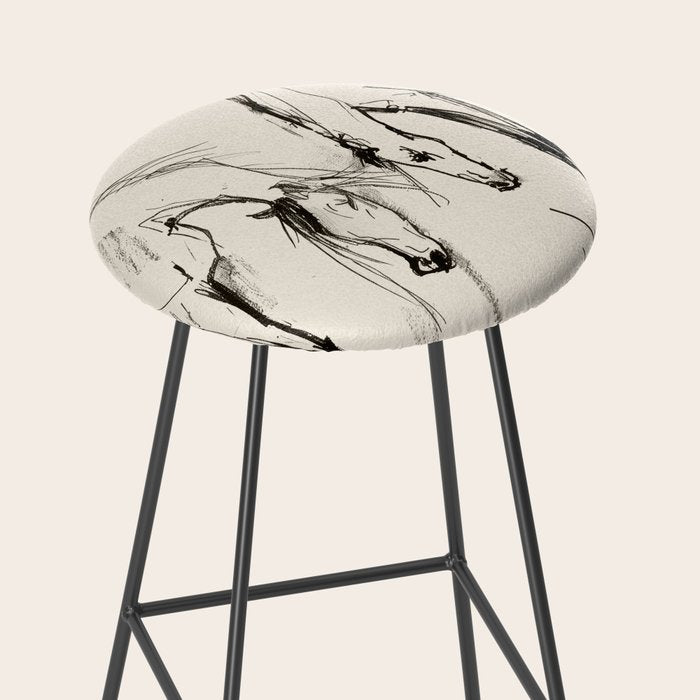 Two Horses - Minimal Line Drawing Stool Gallery Image 2