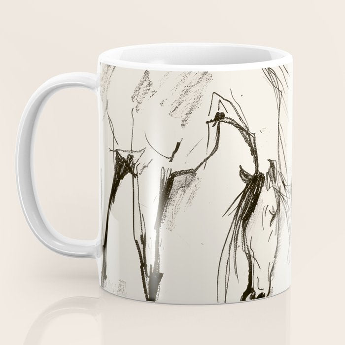 Two Horses - Minimal Line Drawing Coffee Mug Gallery Image 3