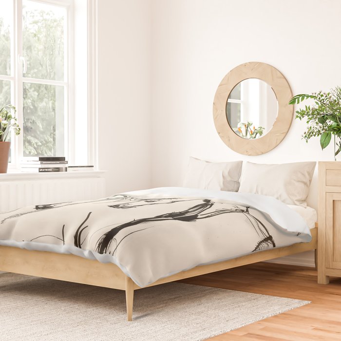 Two Horses - Minimal Line Drawing Duvet Cover Gallery Image 2