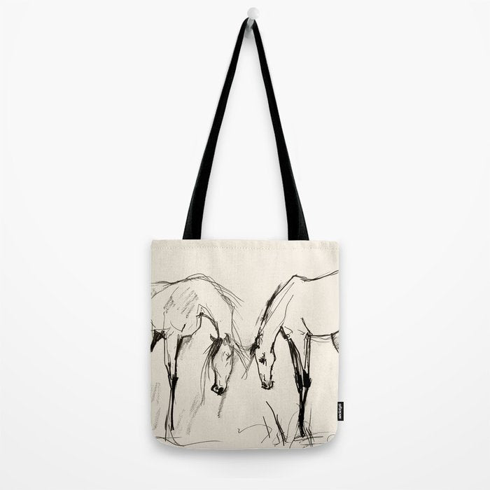 Two Horses - Minimal Line Drawing Tote Bag Gallery Image 2