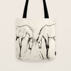 Two Horses - Minimal Line Drawing Tote Bag Gallery Image 1