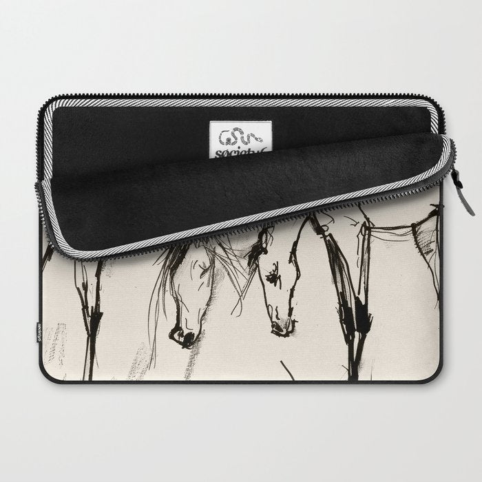 Two Horses - Minimal Line Drawing Laptop Sleeve Gallery Image 2