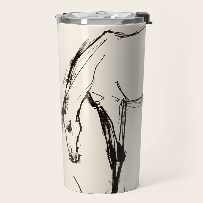 Two Horses - Minimal Line Drawing Travel Mug Gallery Image 2