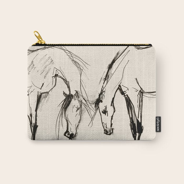 Two Horses - Minimal Line Drawing Carry All Pouch Gallery Image 1