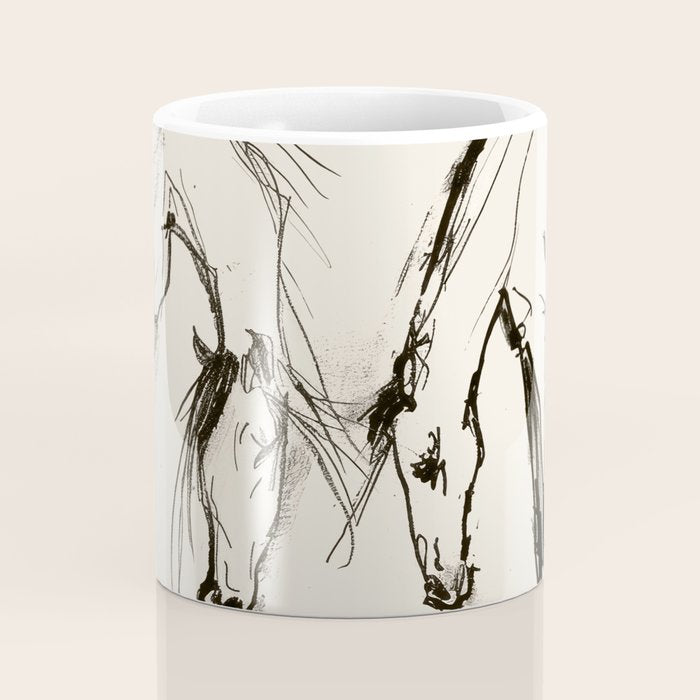 Two Horses - Minimal Line Drawing Coffee Mug Gallery Image 4