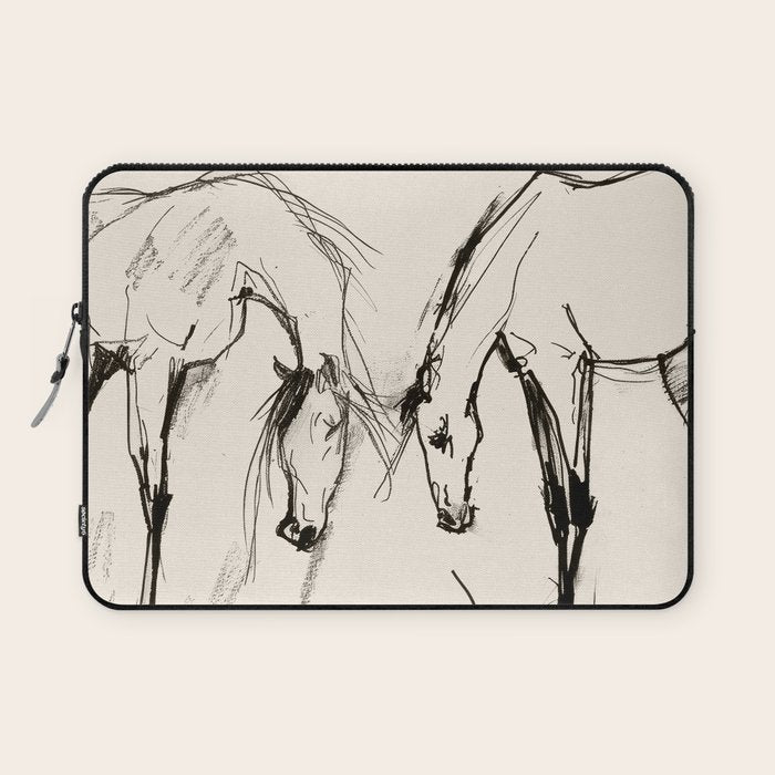 Two Horses - Minimal Line Drawing Laptop Sleeve Gallery Image 1