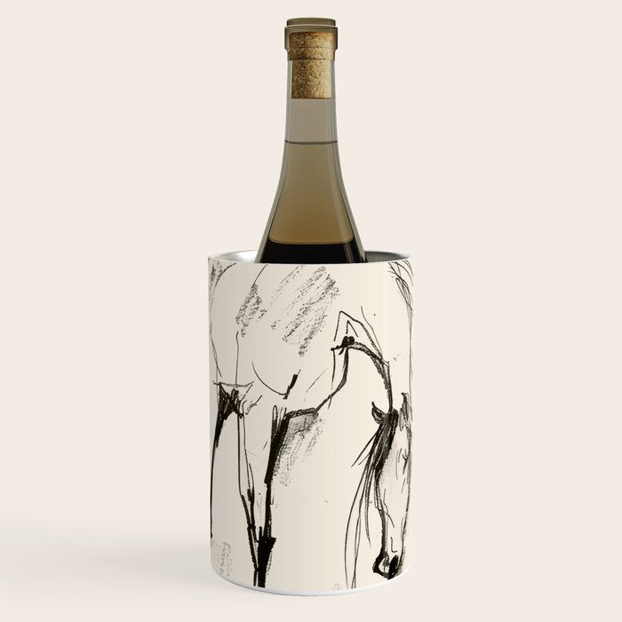 Two Horses - Minimal Line Drawing Wine Chiller Gallery Image 2