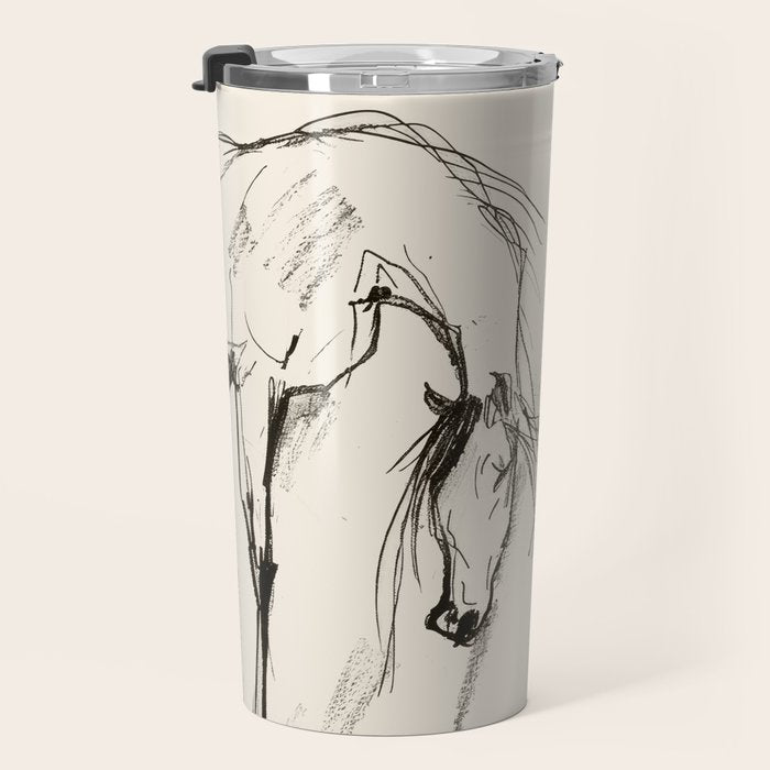 Two Horses - Minimal Line Drawing Travel Mug Gallery Image 3