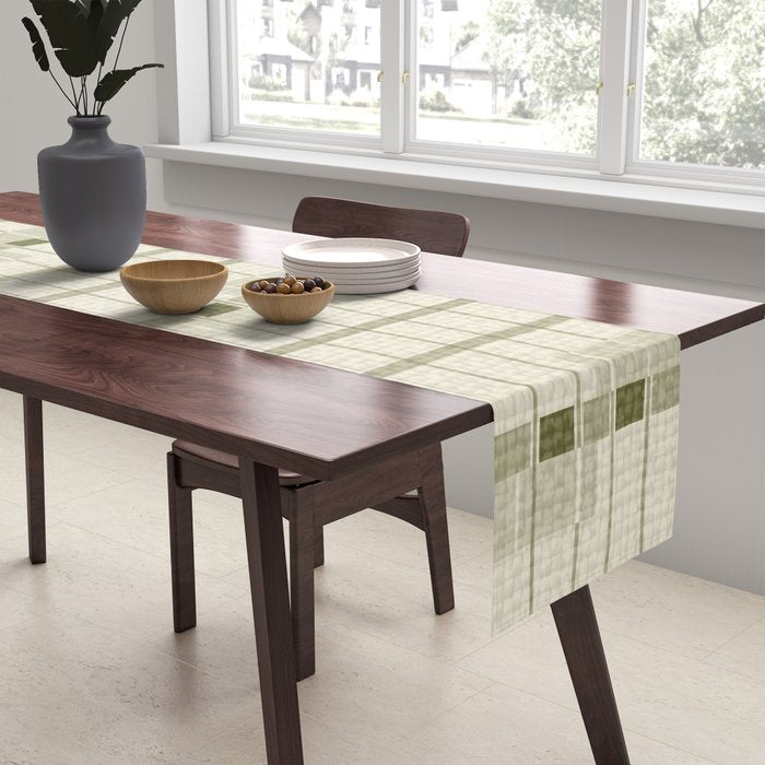 Shaded Lichen Plaid Checker Table Runner Gallery Image 2