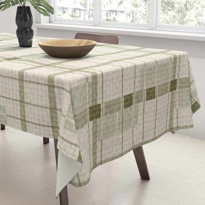 Shaded Lichen Plaid Checker Tablecloth Gallery Image 3