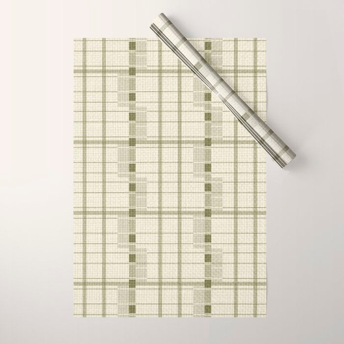 Shaded Lichen Plaid Checker Wrapping Paper Gallery Image 1