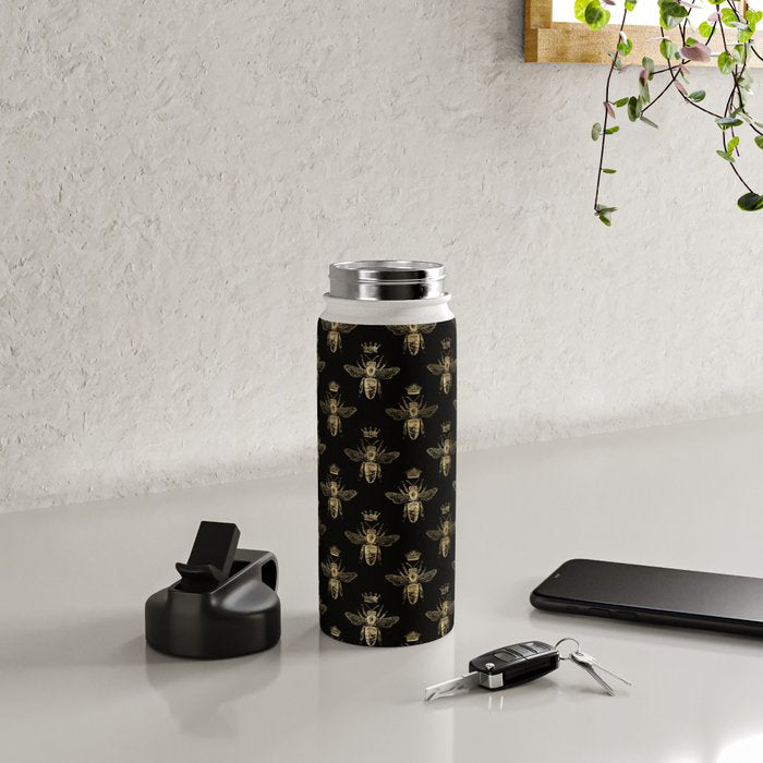 Black & Gold Queen Bee Pattern Water Bottle Gallery Image 4