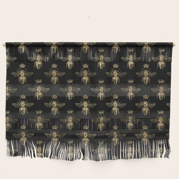 Black & Gold Queen Bee Pattern Wall Hanging Gallery Image 1