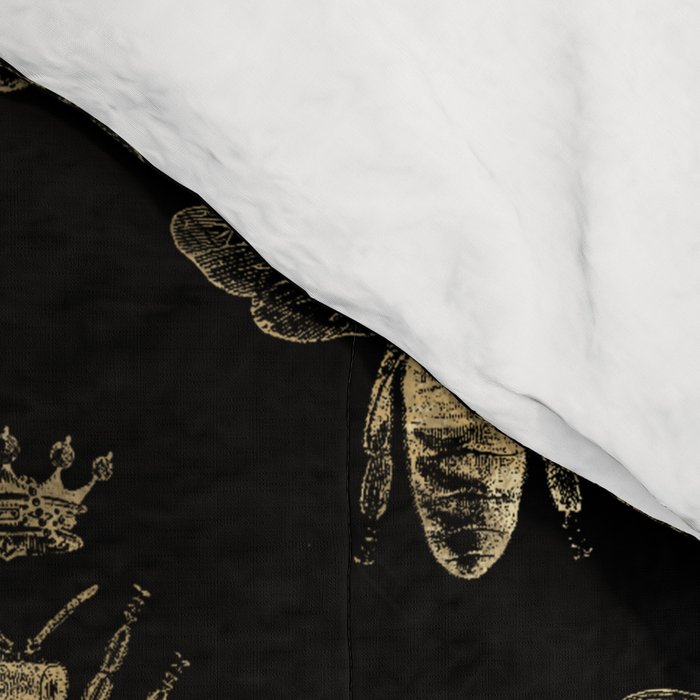 Black & Gold Queen Bee Pattern Comforter Gallery Image 4
