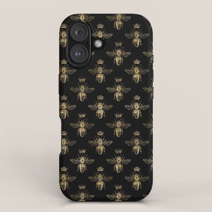 Black & Gold Queen Bee Pattern iPhone Case Gallery Image 1