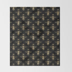 Black & Gold Queen Bee Pattern Throw Blanket Gallery Image 2