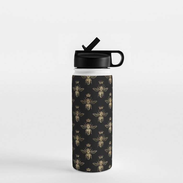 Black & Gold Queen Bee Pattern Water Bottle Gallery Image 1