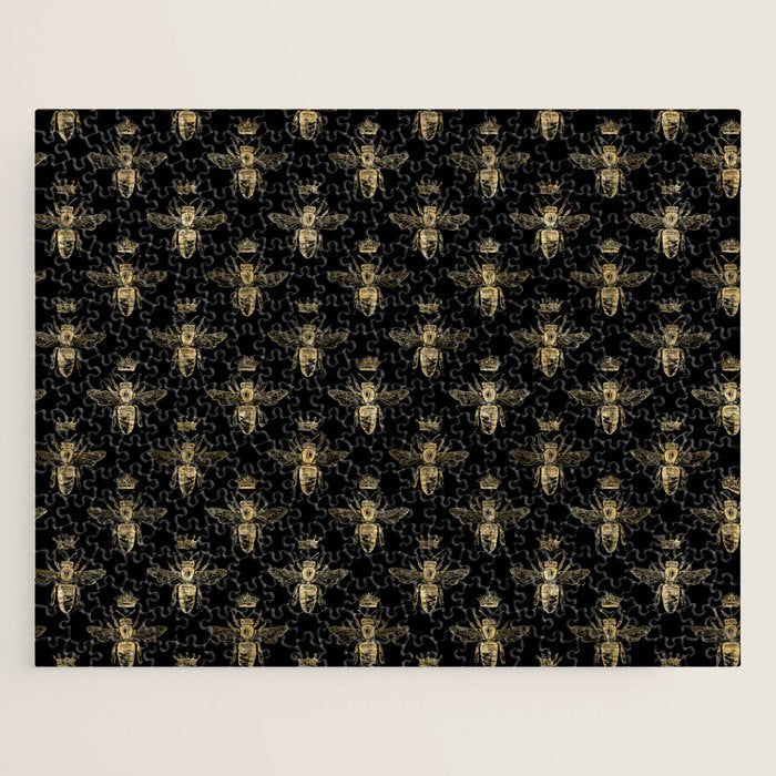 Black & Gold Queen Bee Pattern Jigsaw Puzzle Gallery Image 1