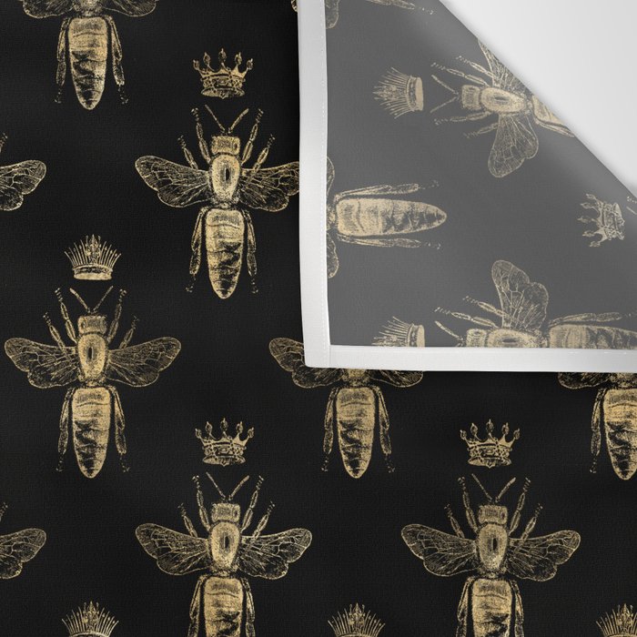 Black & Gold Queen Bee Pattern Wall Tapestry Gallery Image 3