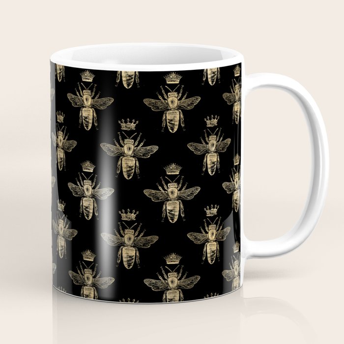 Black & Gold Queen Bee Pattern Coffee Mug Gallery Image 1