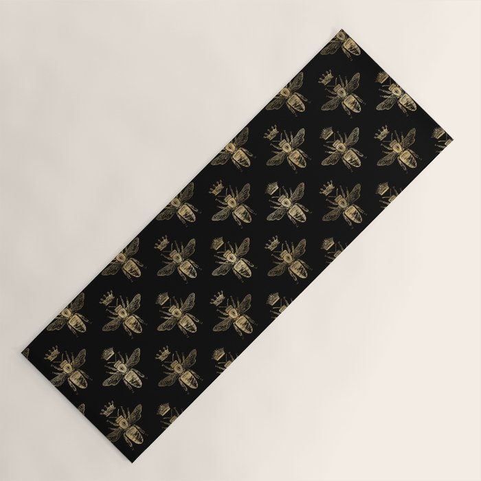 Black & Gold Queen Bee Pattern Yoga Mat Gallery Image 1