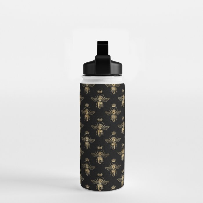 Black & Gold Queen Bee Pattern Water Bottle Gallery Image 2
