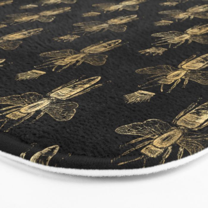 Black & Gold Queen Bee Pattern Bath Mat Gallery Image 3