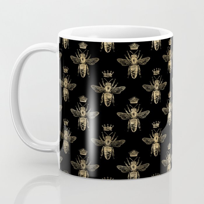 Black & Gold Queen Bee Pattern Coffee Mug Gallery Image 3