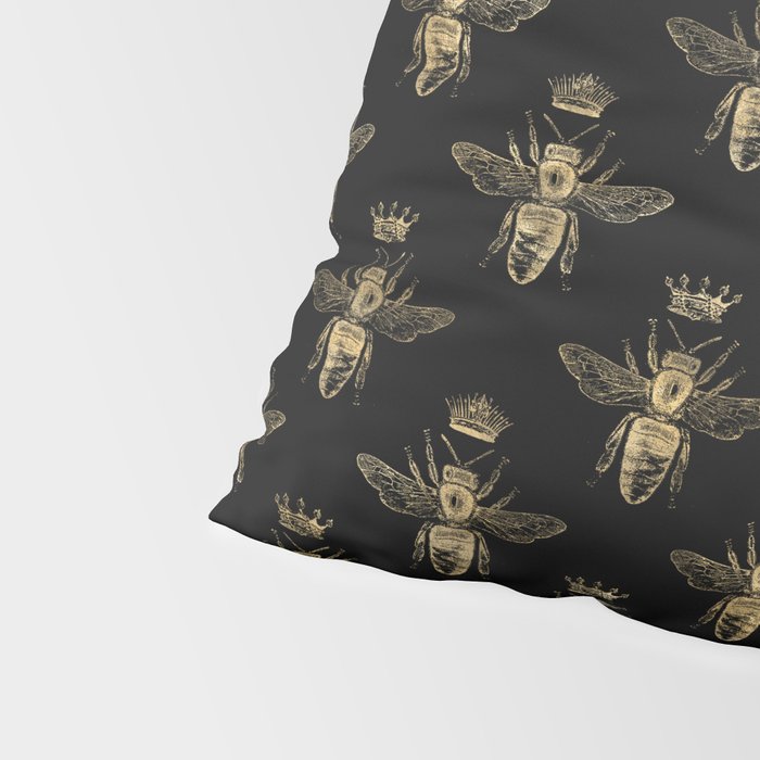 Black & Gold Queen Bee Pattern Pillow Sham Gallery Image 4