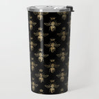 Black & Gold Queen Bee Pattern Travel Mug Gallery Image 2