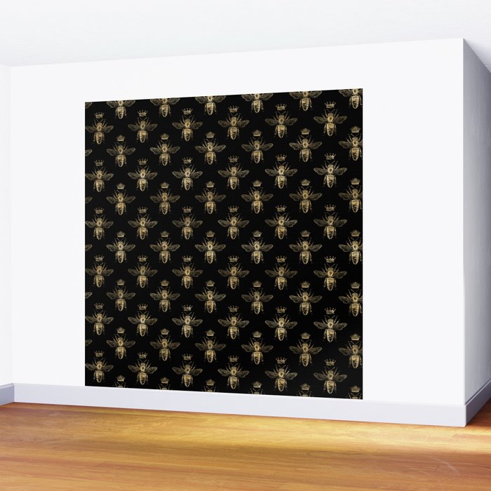 Black & Gold Queen Bee Pattern Wall Mural Gallery Image 2