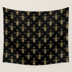 Black & Gold Queen Bee Pattern Wall Tapestry Gallery Image 4
