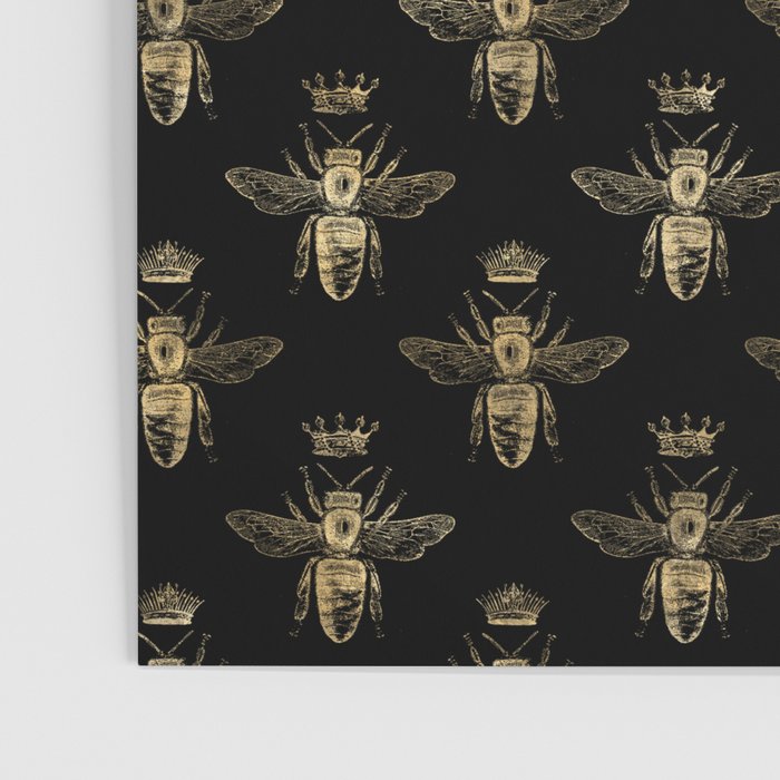 Black & Gold Queen Bee Pattern Poster Gallery Image 3