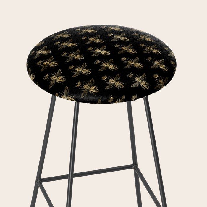 Black & Gold Queen Bee Pattern Stool Gallery Image 2