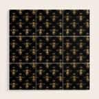Black & Gold Queen Bee Pattern Wood Wall Art Gallery Image 1