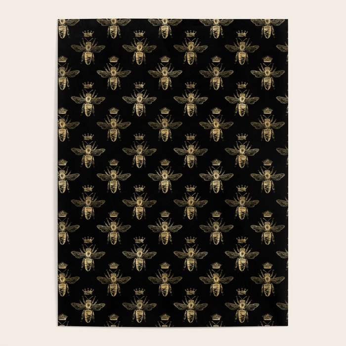 Black & Gold Queen Bee Pattern Poster Gallery Image 4