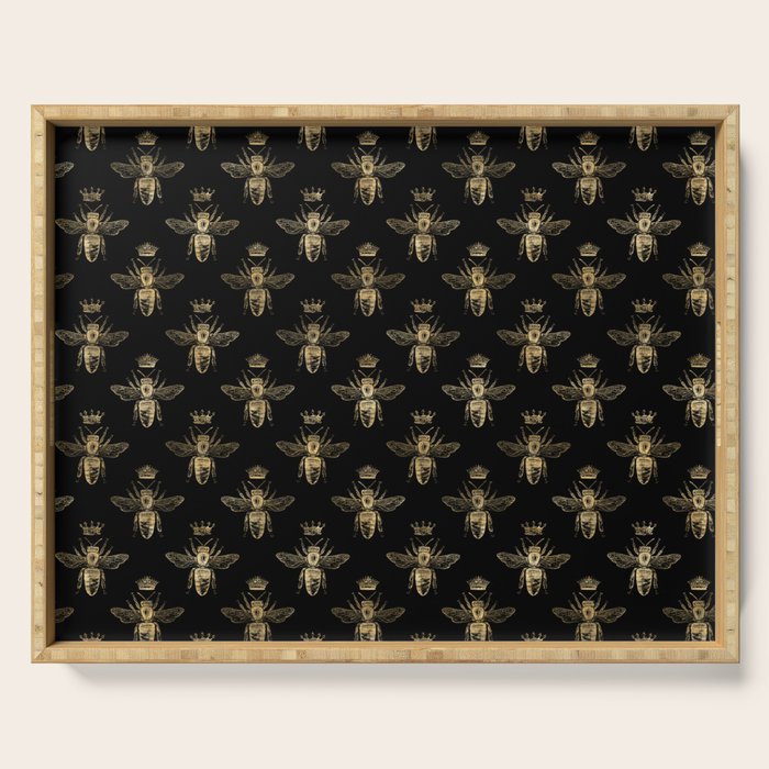 Black & Gold Queen Bee Pattern Serving Tray Gallery Image 1