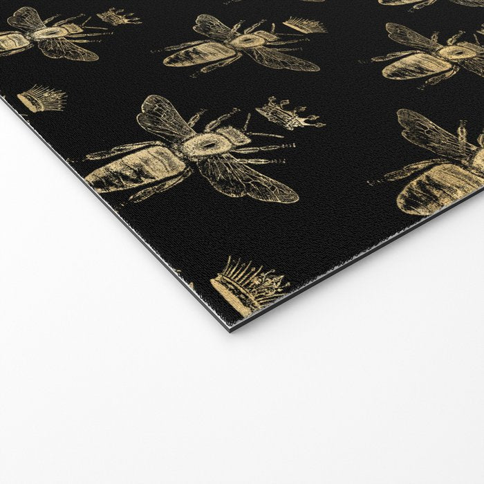 Black & Gold Queen Bee Pattern Welcome Mat Gallery Image 2