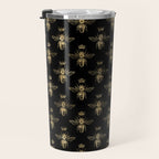 Black & Gold Queen Bee Pattern Travel Mug Gallery Image 3