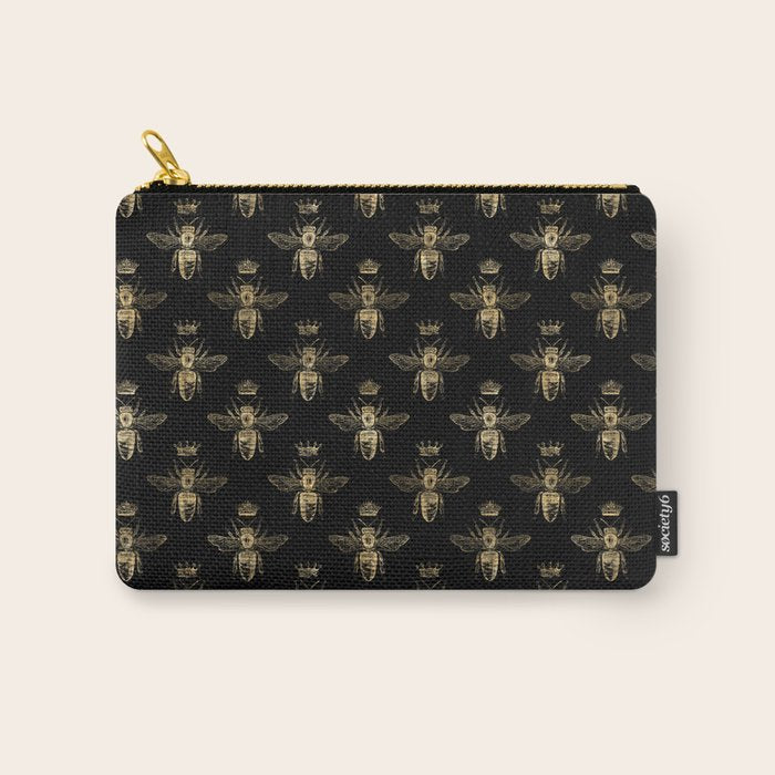 Black & Gold Queen Bee Pattern Carry All Pouch Gallery Image 1