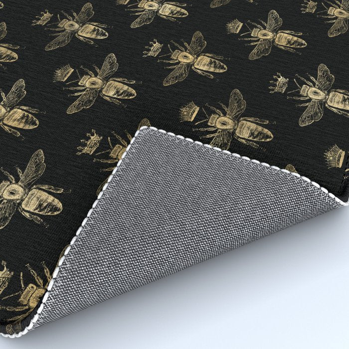 Black & Gold Queen Bee Pattern Rug Gallery Image 4