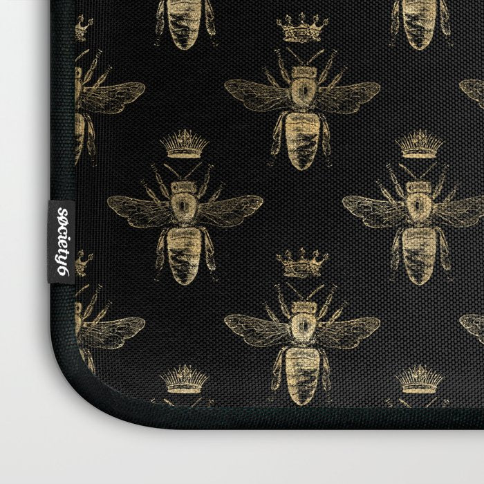 Black & Gold Queen Bee Pattern Laptop Sleeve Gallery Image 3