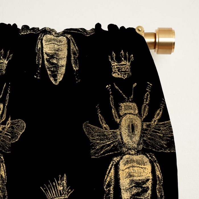 Black & Gold Queen Bee Pattern Window Curtain Gallery Image 2