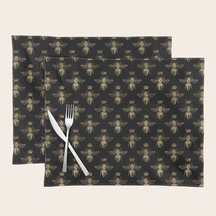 Black & Gold Queen Bee Pattern Placemat Gallery Image 1