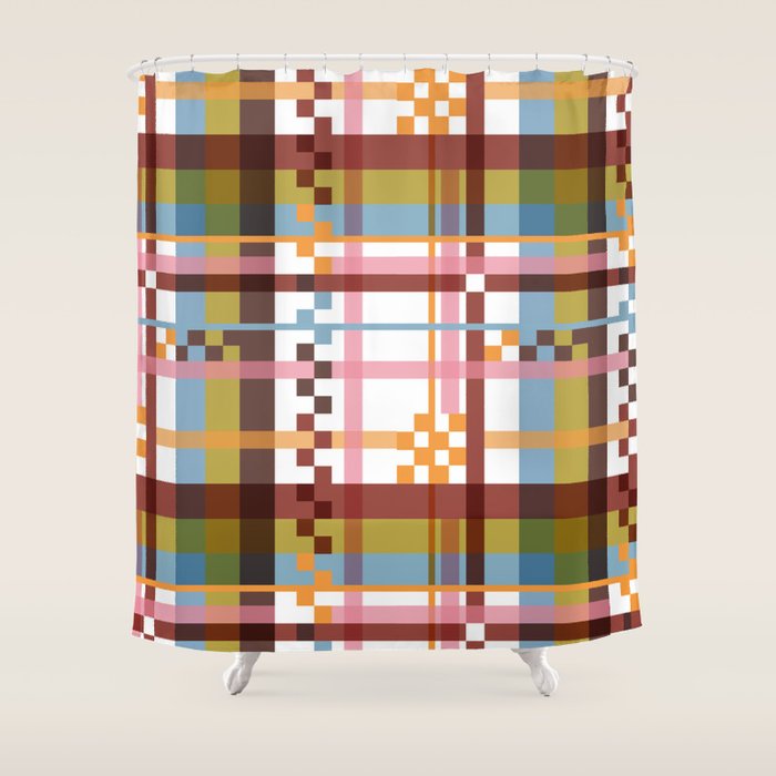 Bold Grid Aesthetic Shower Curtain Gallery Image 1