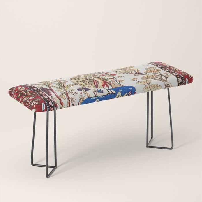 Vintage Persian Animal Rug Print Bench Gallery Image 1