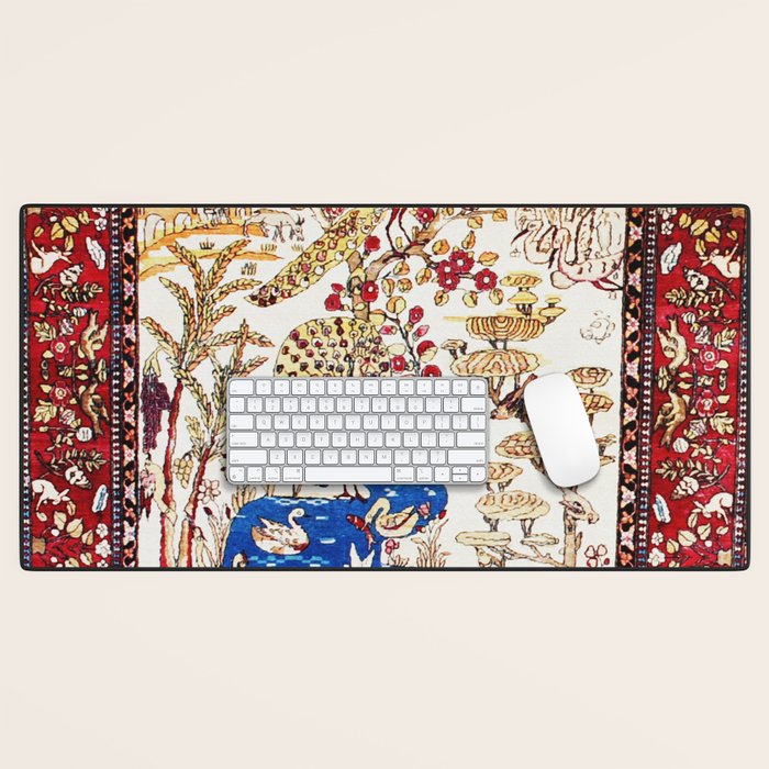 Vintage Persian Animal Rug Print Desk Mat Gallery Image 1