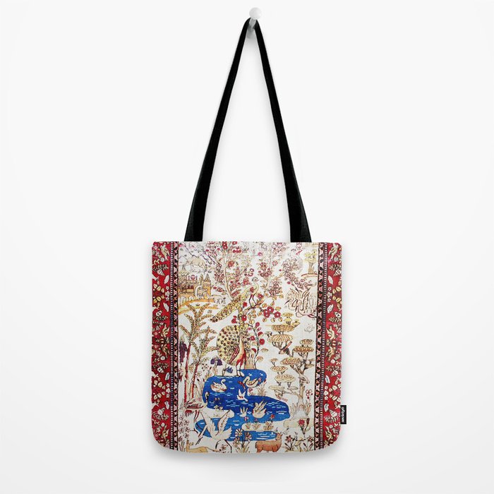 Vintage Persian Animal Rug Print Tote Bag Gallery Image 2
