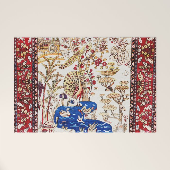 Vintage Persian Animal Rug Print Welcome Mat Gallery Image 1